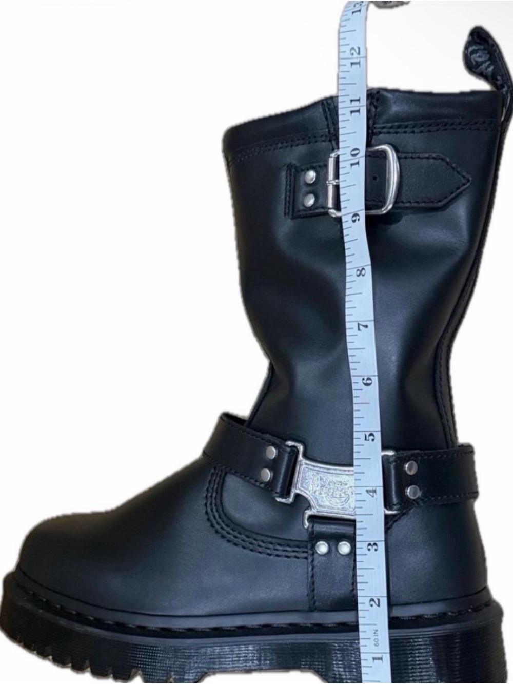 Dr. Martens Anistone Hi Black Leather Moto Harness Boots - Women 8 / Men 7 NWT - Picture 6 of 8